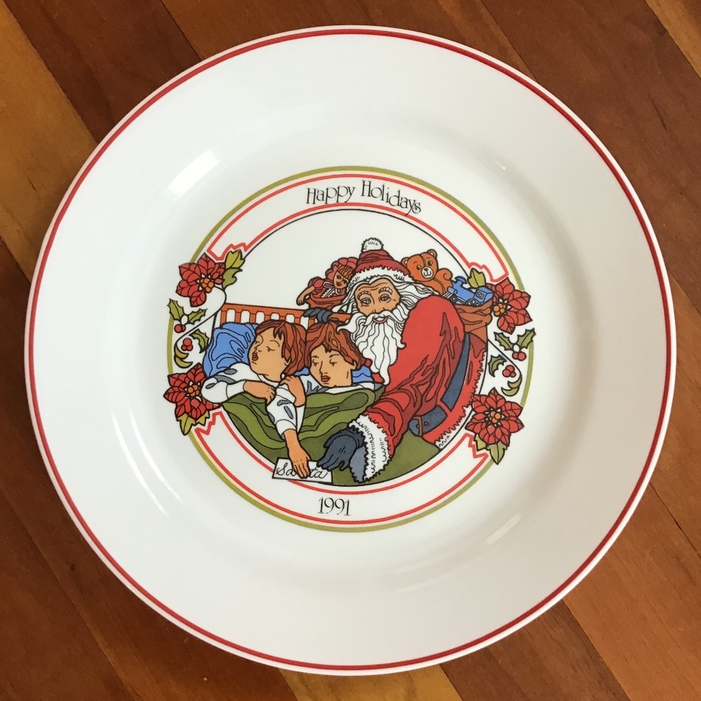 Corelle Vintage 1991 Christmas Plate Limited Edition Corning Glass